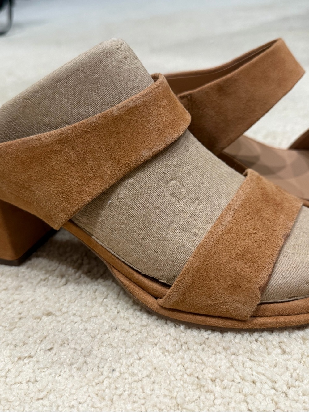 AEROSOLES Tan Suede Block Heel Mules
